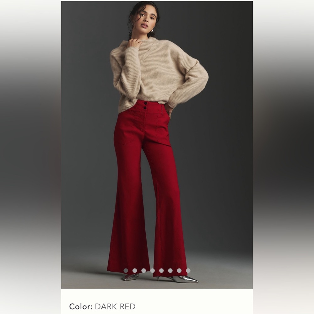 Maeve Naomi Wide leg flare pant in Dark Red